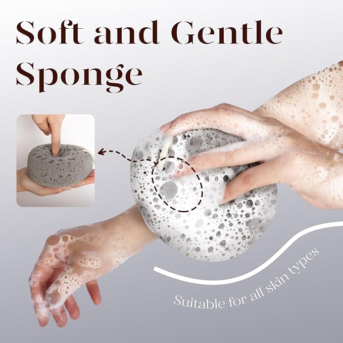 BAIMEI IcyMe Bath Sponge 2-Pack -Shower Loofah Body Scrubber with Gentle Exfoliation & Quick Lathering, Pink Grey Shower Pouf