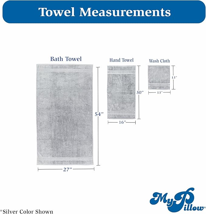 MyPillow My Towel 6 Piece Set - Premium Cotton Soft Absorbent Towels, 2 Bath Towels, 2 Hand Towels, 2 Wash Cloths [6 Piece Set, Burgundy]