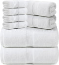 REDKISS Towels 8 Piece Luxury Bath Towel Set, 2 Bath Sheets (35x70 in), 2 Hand Towels, 4 Washcloths, 100% Cotton Super Absorbent & Quick-Dry Shower Towels for Bathroom Spa Gym Hotel Yoga - White