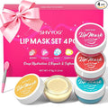 4 Pack Lip Mask Set, Hydrating Lip Mask Overnight - Berry, Grape, Mint, Vanilla Flavors, Lip Sleeping Mask Nourish Lip Balm with Vitamin C & Shea Butter | Dry Lips Care Gift
