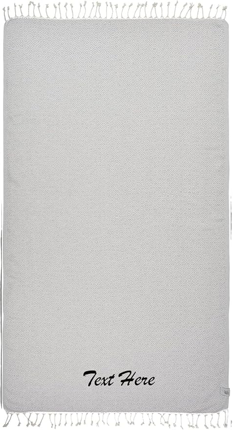 Personalized embroidered Beach Towel | Throw Blanket, Easy to Carry, Sand Free, Highly Absorbent, Quick Dry, Turkish Towels for Camping Bath Sauna Beach Gym Pool Yoga SPA by Lahammam, Malta, Gray