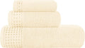 GLAMBURG Ultra Soft 3 Pack Cotton Towel Set, Contains a Bath Towel 28x55 inch, a Hand Towel 16x24 inch & a Wash Coth 12x12 inch, Ideal Everyday use, Compact & Lightweight - Ivory