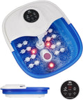 Misiki Collapsible Foot Spa Bath with Heat, Remote Control & 16 Massage Rollers, Fast Heating Pedicure Tub for Relaxing Tired Feet, Foot Soaker with Surf & Red Light, Fits Men Size 12 (Royal Blue)
