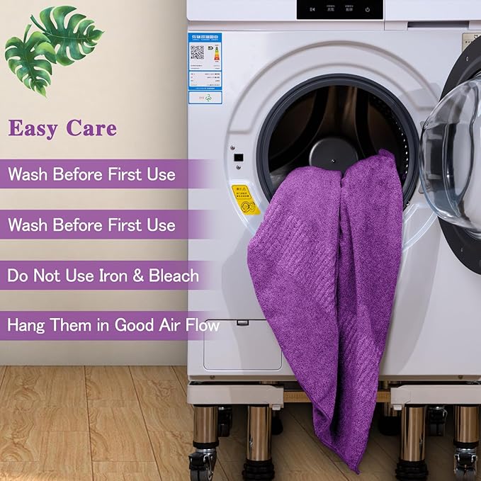 SEISSO Bath Towels, Extra Absorbent & Quick Drying Lightweight Fiber Towels, Premium Big Soft Bath Towel for Fitness, Spa, Sports Towels, Yoga Towel, Dark Purple(2 Pack)