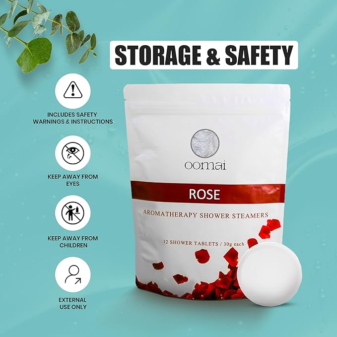 Shower Steamers Natural Aromatherapy Rose Scent with Tray, Mother's Day Best, Gifts for Women, Wifes, Moms, Spa Set, Spring, Birthday, Relaxation, Self Care, Freshness