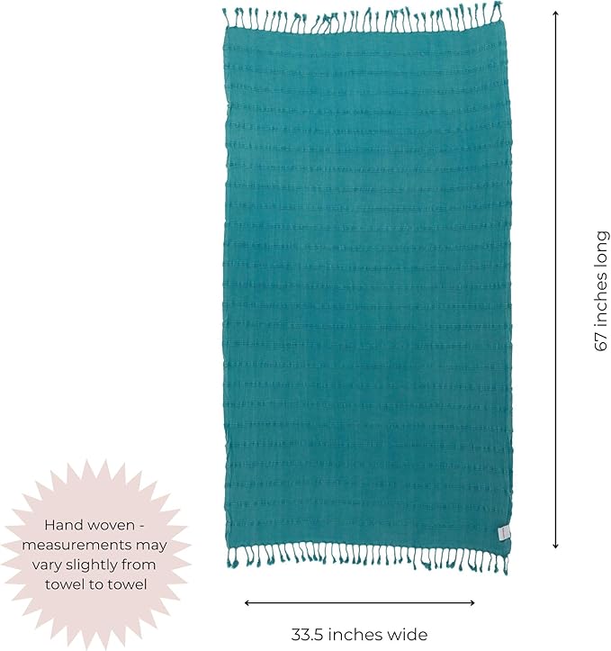 InfuseZen Stonewashed Turkish Bath & Beach Towel –100% Organic Turkish Cotton - Soft, Lightweight, Absorbent - Quick Dry, Sand Free - Swim, Pool, Shower, Travel - Peshtemal, Hammam Spa Towel - Teal