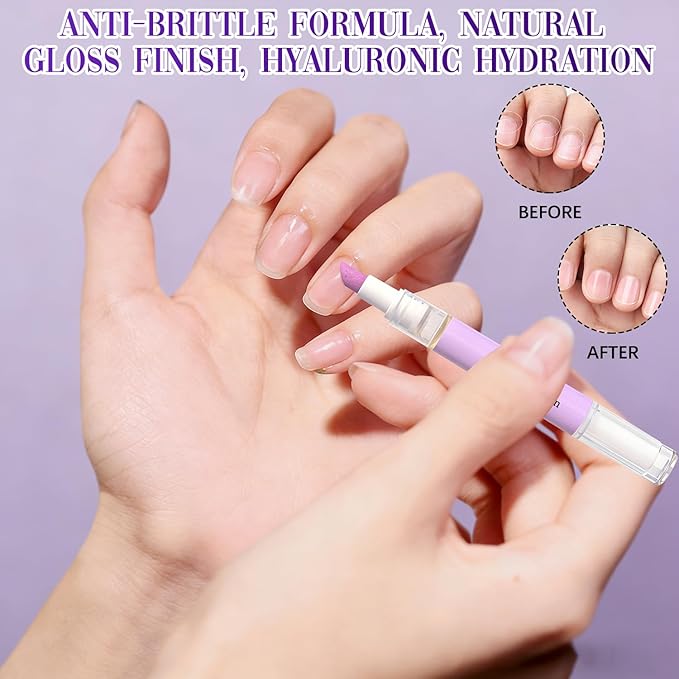 3PCS 2-in-1 Cuticle Oil Pusher Pen, Ceramic Cuticle Pusher & Oil Pen, Nail Care Tool for Dry Damaged Nails Hangnails Moisturiz Polish Brighten