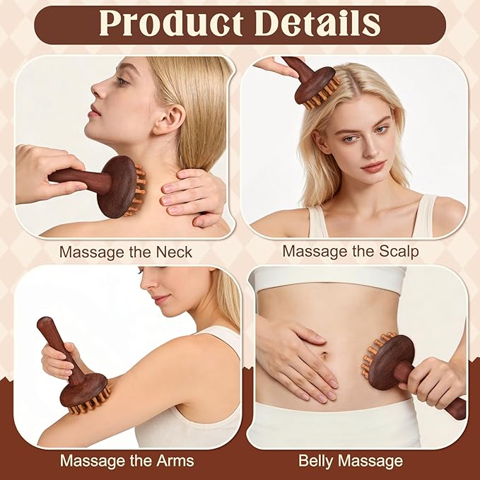 ProSuites 3 Pcs Wooden Head Scalp Massager Comb, Long Handle Head Massage Tool for Relaxation Hair Gua Sha Comb