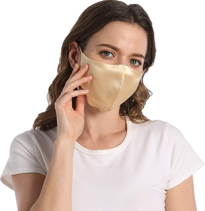 ROSEWARD 100% Mulberry Silk Face Mask for Women Men Reusable Adjustable with Filter Pocket