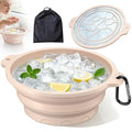 Face Bowl for Ice with Built-in Ice Tray – Collapsible Silicone Facial Ice Bath Bowl for Cold Plunge Therapy, Skin Tightening & Acne Relief – Portable Spa Tool for Home & Travel (White)