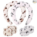 SPA Headbands for Washing Face Makeup Headbands with Bow Hair Band Women Facial Head Band Wrist Towel Wraps For Shower Face Mask Leopard, 6 Pack
