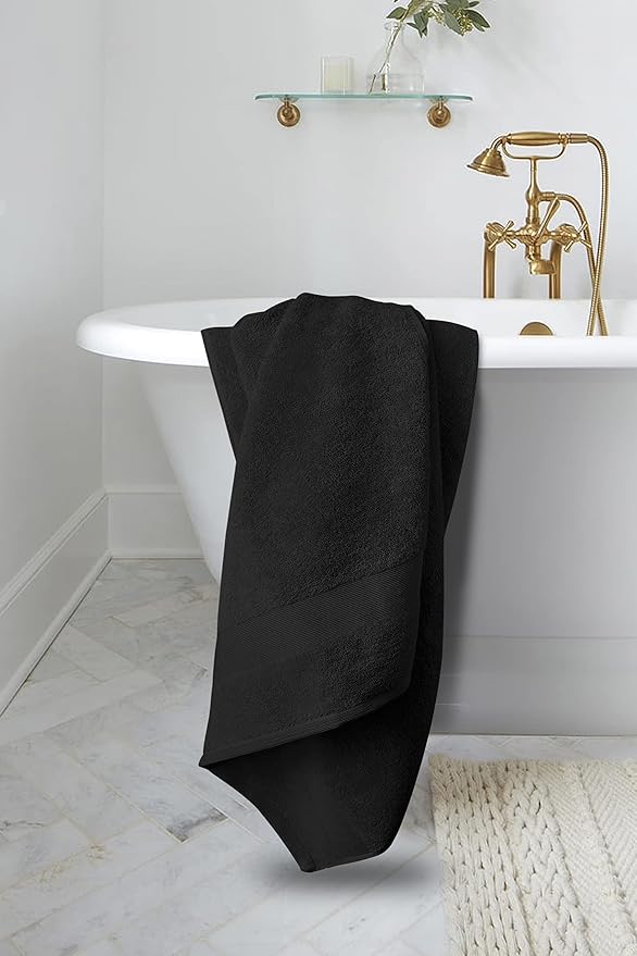 Softolle Luxury Bath Towels Set of 4 (27” x 54”) | Towels for Bathroom | Super Soft | Highly Absorbent Towels for Home, Spa, Gym (Black-White)
