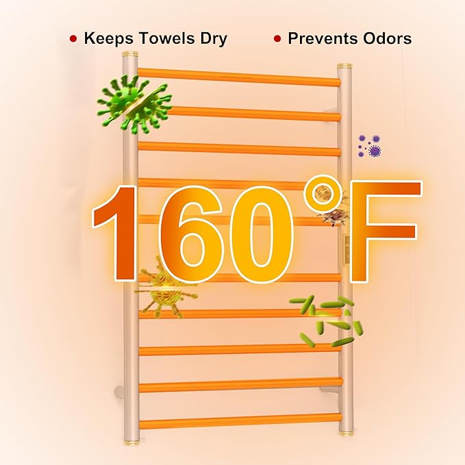 Electric Towel Warmer Rack,Heating Towel Warmer,Timer & Temperature Control,Wall-Mounted Plug-in for Bathroom,Brushed,Stainless Steel,10-Bar(31.5x20.08x4.41in)