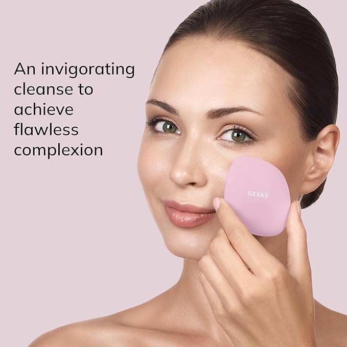 GESKE SmartAppGuided™ Facial Brush | 4 in 1 | Professional Facial Cleansing Brush | Skin Cleansing Silicone Facial Brush | Routine Skincare | Gentle Cleansing | Facial Cleanser