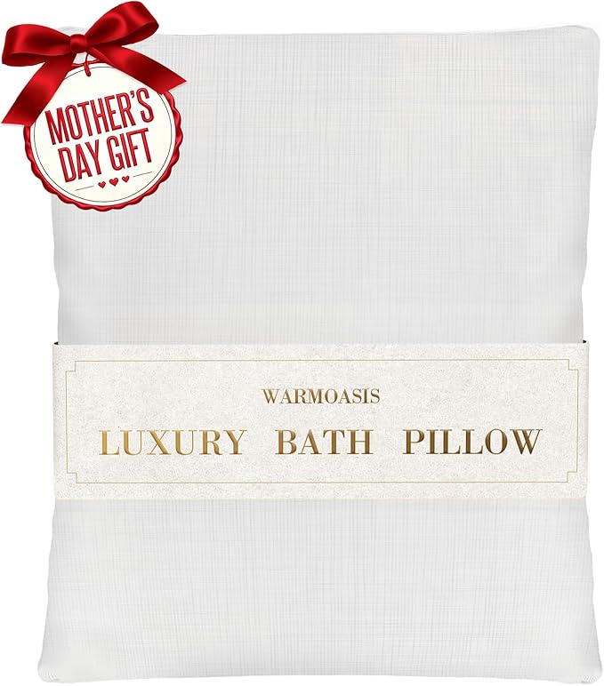Luxury Bathtub Pillow,Gift for Mother's Day,Head,Neck & Back Support,Quick-Drying 5D Mesh Core,Adjustable Thickness Fits Any Bathtubs,Easy to Maintain,Beige