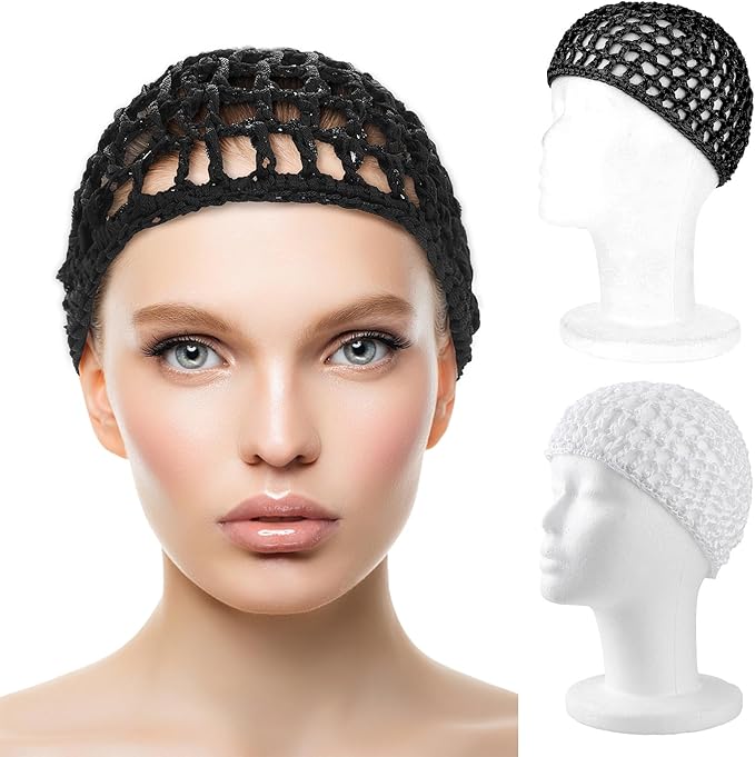 WLLHYF Wig Cap Thick Long Hair Caps Adjustable Net Mesh Braided Weaving Making Crochet Sew Weave Fishnet Grip Headband