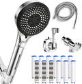 Filtered Shower Head with Handheld - High Pressure 6 Spray Modes Showerhead with Filters, Shower Head With Movable Bracket & 75" Anti-Burst Hose | 12 Replaceable Water Softener Filters for Hard Water