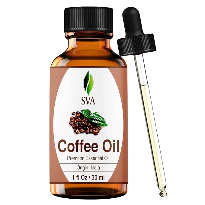 SVA Coffee Essential Oil – 1 Fl Oz – 100% Natural Coffee Oil - for Diffuser, Hair Care, Face, Skin Care, Aromatherapy, Scalp and Body Massage, Soap and Candle Making - with Dropper