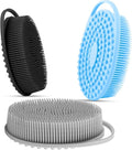 3 Pack Silicone Body Scrubber, Soft Silicone Loofah Silicone Body Brush Exfoliating Body Scrubber, Bath Shower Scrubber for Body, 2 in 1 Bath and Shampoo Wash Brush for Skin Exfoliation Men Women