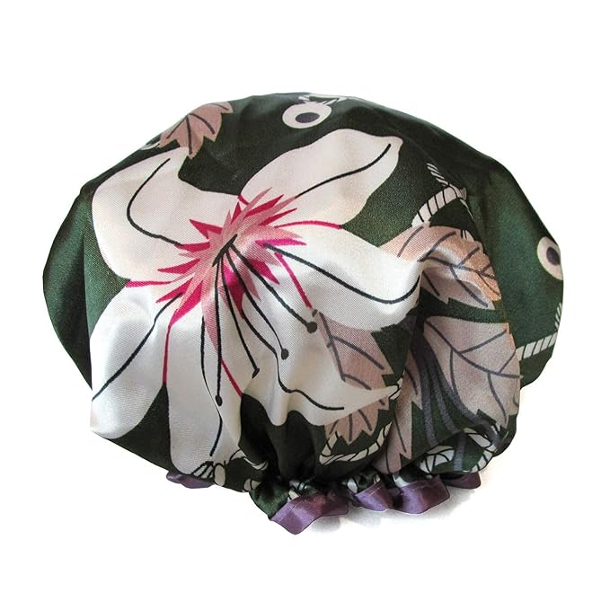 Shower Cap for Women,1 Pcs Shower Hat Waterproof-Double Layer-Reusable Elastic Bath Caps for Girls Spa Home Use,Hotel and Hair Salon …
