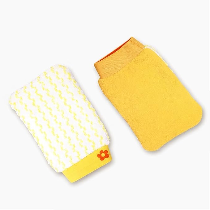 Not So Kitty Exfoliating Glove for Body Scrub - Dead Skin Remover Mitt for Shower & Bath - Deep Exfoliating Washcloth for Face & Body - Self Tanner Remover(1 Pack) (Yellow)