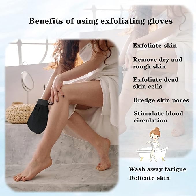 Exfoliating Mitt for Body Scrub Exfoliator Glove Revive Glow Keesa Exfoliating Glove Exfoliate Bath Korean Deep Exfoliating Gloves for Shower Dead Skin Remover Scrubber Exfoliation 1pcs White