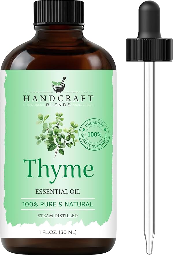 Handcraft Blends Thyme Essential Oil – 1 Fl Oz – 100% Pure and Natural – Premium Grade Essential Oil for Diffuser and Aromatherapy, Skin, Massage, Candle and Soap Making Fragrance