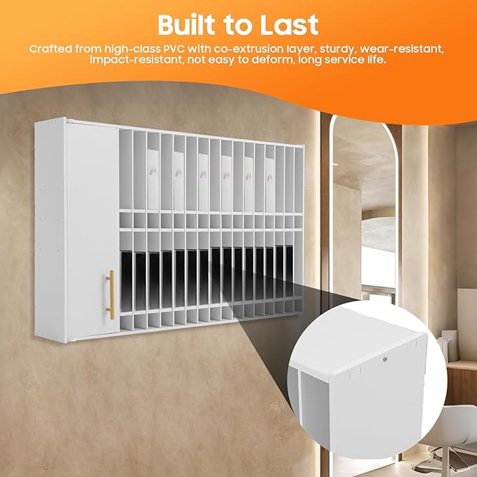 Professional Hair Color Organizer Rack, Wall Mounted Barber Salon Station Adjustable Shelves Hair Color Tube Storage Cabinet for Barbershop Beauty Spa, 43.5x7x26.6in (White)