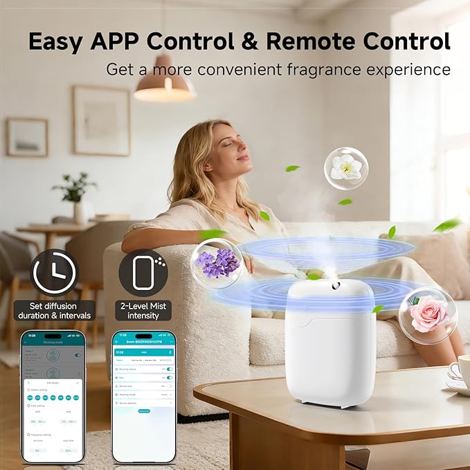 Waterless Essential Oil Diffuser - 3000 Sq.Ft Coverage, 400ml Capacity Scent Diffuser Machine for Aromatherapy, App Control Cold Air Diffusers for Hotel Home Office Large Room Gift for Mom for Her
