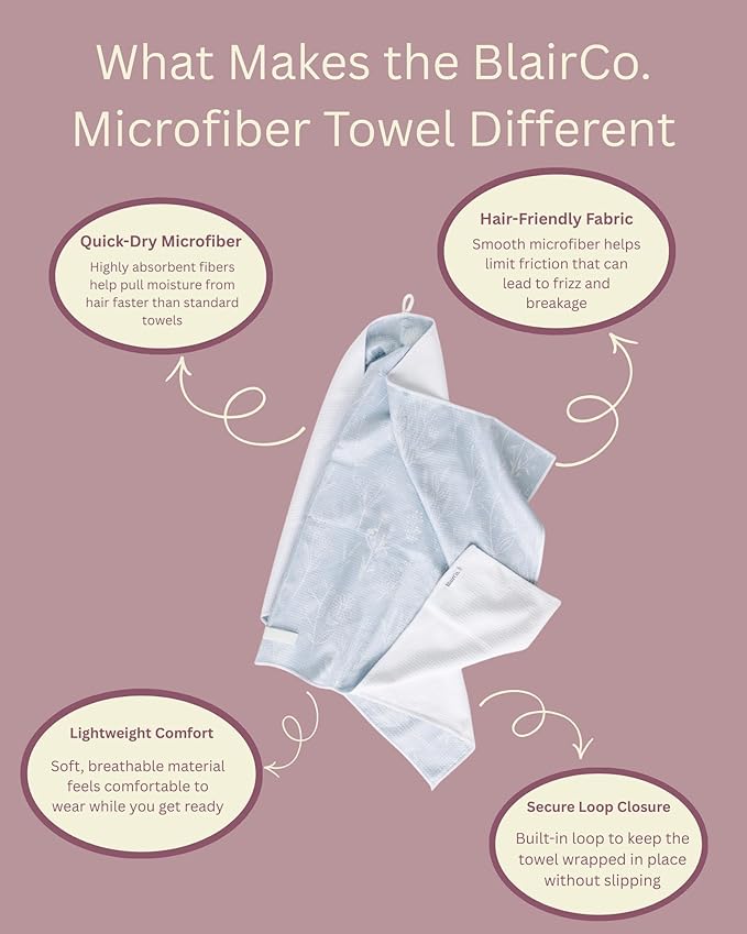 Microfiber Hair Towel Wrap for Women - Anti-Frizz Quick Dry Hair Wrap for Long Hair - Hair Towels for Women, Hair Drying Towel Wrap-Teal Butterfly Floral