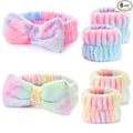 Wteehn 6pcs Headband and Wristband for Face Washing, Makeup Spa Skincare Headband, Skin Care Face Wash Headbands Wrist Bands Tools Set, for Women and Teen Girls Gifts