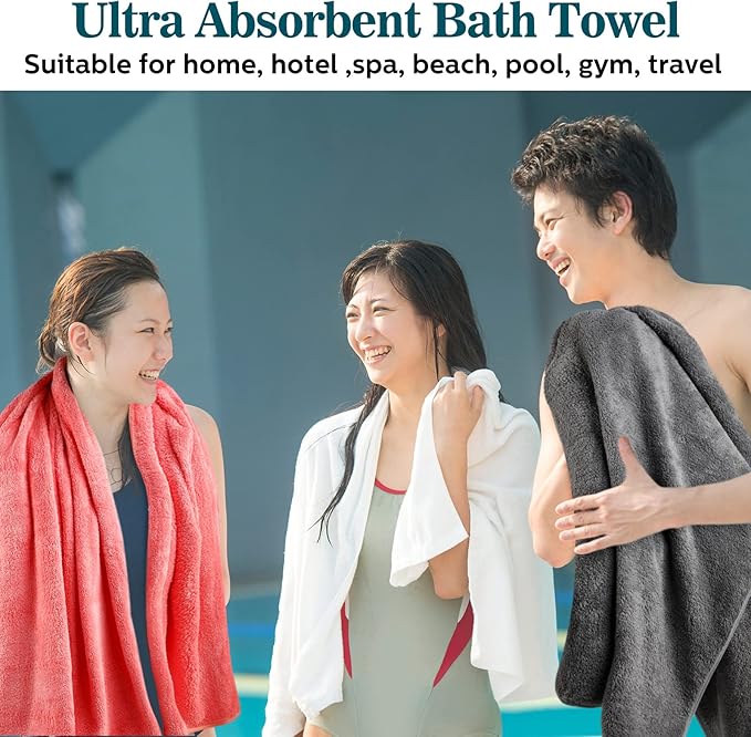 Mixweer 10 Pieces Bath Towel Set, Microfiber Coral Velvet Highly Absorbent Towels for Bathroom Body Shower Beach Travel, 28 x 55 Inches(Multicolor)