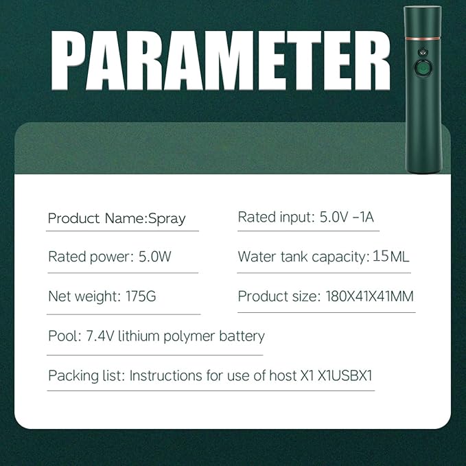 Elitzia Oxygen Facial Machine Oxygen Injection Skin Care Spa Nano Facial Mister Hydration Anti Aging Nourishing Handheld Atomizer Face Care Improve Absorption Portable Mist Sprayer Women 1PCS ETKD88SA