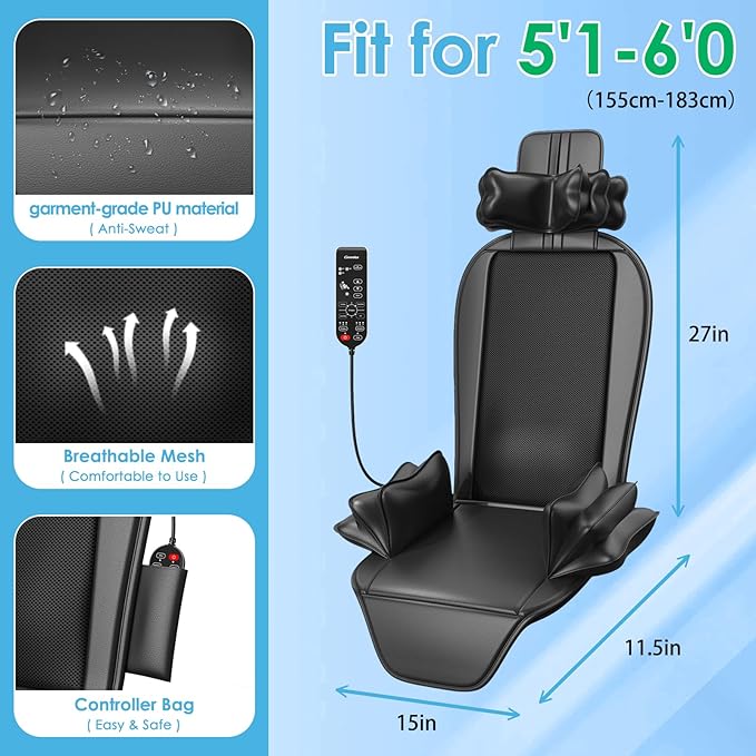 Shiatsu Massage Cushion with Heat, Kneading Back Massager for Chair Helps Relieve Fatigue, Massage Chair Pad for Office Chair, Sofa, Recliner, Gift for Family/Mother's Day