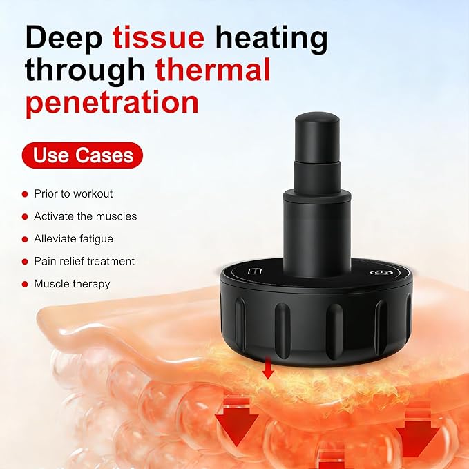 LEERCON Heating Head for Small Massage Gun - 3-Temp Settings (104/113/122°F) & 15-Min Auto-Off, Portable Rechargeable Handheld Accessory for Muscle Pain Relief