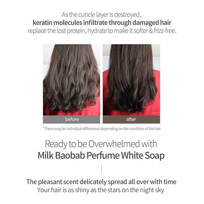 Milk Baobab Hydrating Shampoo, Nourishing Korean Hair Care, Long-Lasting White Soap Fragrance, Hydrolyzed Keratin, Paraben-Free, 16.9 fl oz