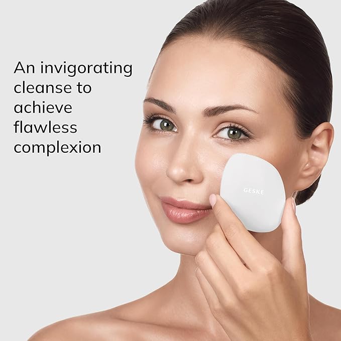 GESKE SmartAppGuided™ Facial Brush | 4 in 1 | Professional Facial Cleansing Brush | Skin Cleansing Silicone Facial Brush | Routine Skincare | Gentle Cleansing | Facial Cleanser