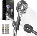 Hibbent Filtered Showerhead with handheld, High Pressure 5 Sprays Shower Head, Anti-clog Nozzles, Brass Holder & 71" Metal Hose, 3 Water Softener Filter Remove Chlorine, Reduce Dry Itchy Skin, Gray