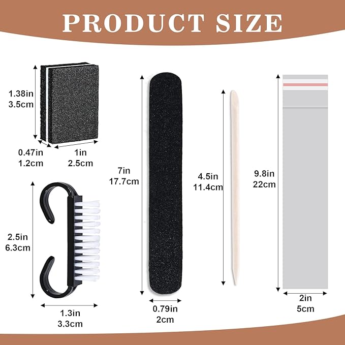 20 Sets Disposable Manicure Kit Basics 4 Piece Nail Kit for Travel,Handle Grip Brush,Mini Nail Buffer Nail File and Wood Stick for Gifts Salon Home Professional(20 Set-Black)