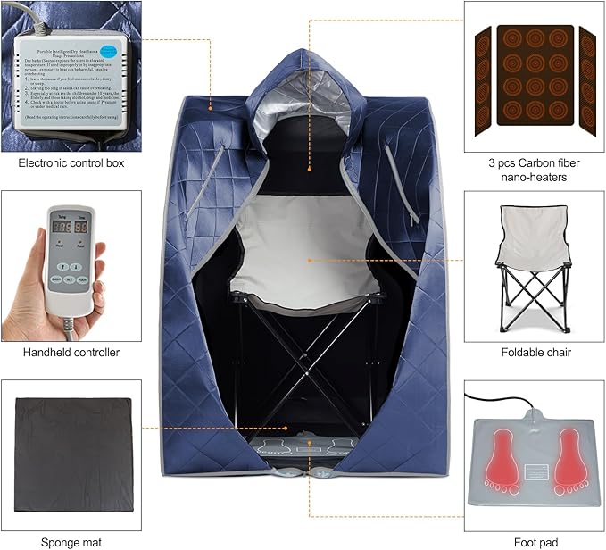 Infrared Sauna, Portable Personal Sauna, Full Body Home SPA Tent, Separate Heating Foot Pad and Portable Upgrade Reinforced Chair, Relaxation at Home