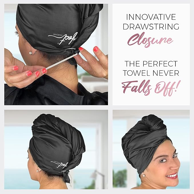Microfiber Hair Towel Wrap with Wet & Dry Detangling Brush – Fast Drying Anti-Frizz Hair Drying Turban for Curly, Wavy and Straight Hair – Gentle Absorbent Hair Care for Women, Girls and Kids