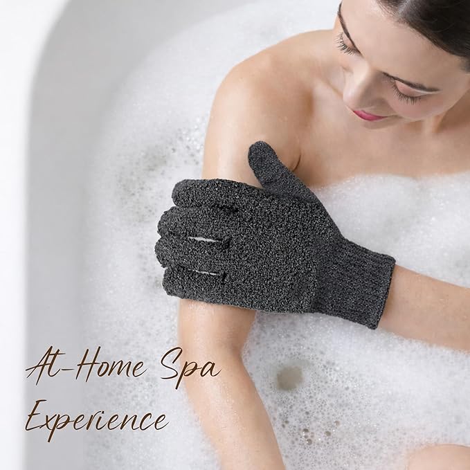 4 Pairs Exfoliating Gloves for Shower, Shower Gloves, Body Scrubber, Korean Exfoliating Mitt Body Scrubber, Microfiber Bath Gloves, Exfoliate Sponge Loofah Wash, Shower Scrubber