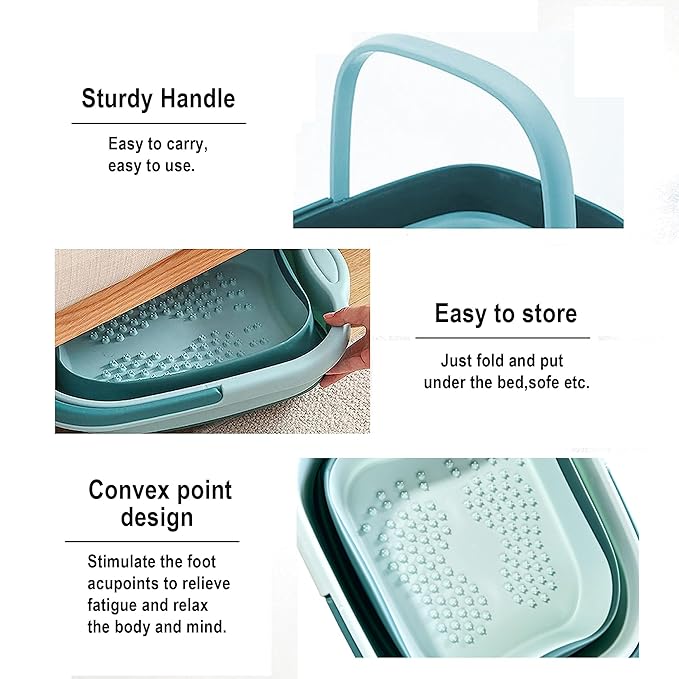 MontNorth Collapsible Foot Bath for Soaking Feet,4 Gallons/15L Foot Soak Tub,Foldable Plastic Foot Basin with Handles and Massage Acupoint,Foot SPA Bucket, Green
