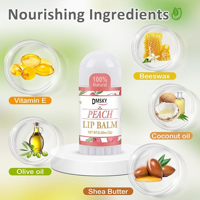 DMSKY Mini Lip Balm Bulk 60 Pack, Natural Lip Balm with Vitamin E and Coconut Oil, Perfect for Party Favors, Care Packages & Goodie Bags