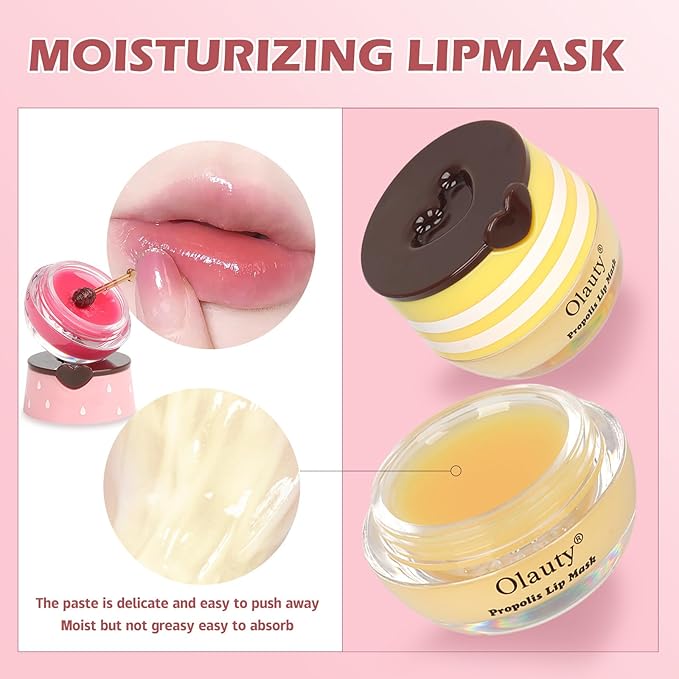 6Pcs Bee Lip Balm Honey Pot, Strawberry, Watermelon, Apple Lime, Cherry, Mint, Honey Lip Balm Bulk, Lip Mask Sleeping Prevention Lip Dry Set, Lip Balms & Moisturizers, Mothers Day Gifts