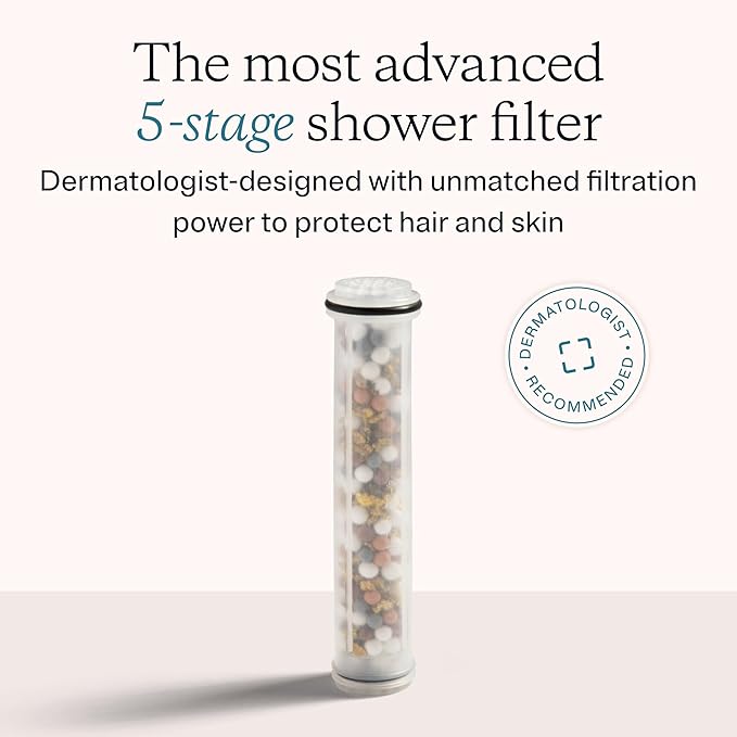 MDhair Handheld Filtered Shower Head for Healthier Hair & Skin – 5-Stage Filter Removes Chlorine & Heavy Metals, High Pressure Showerhead Filter for Hard Water, Dermatologist-Formulated Water Softener