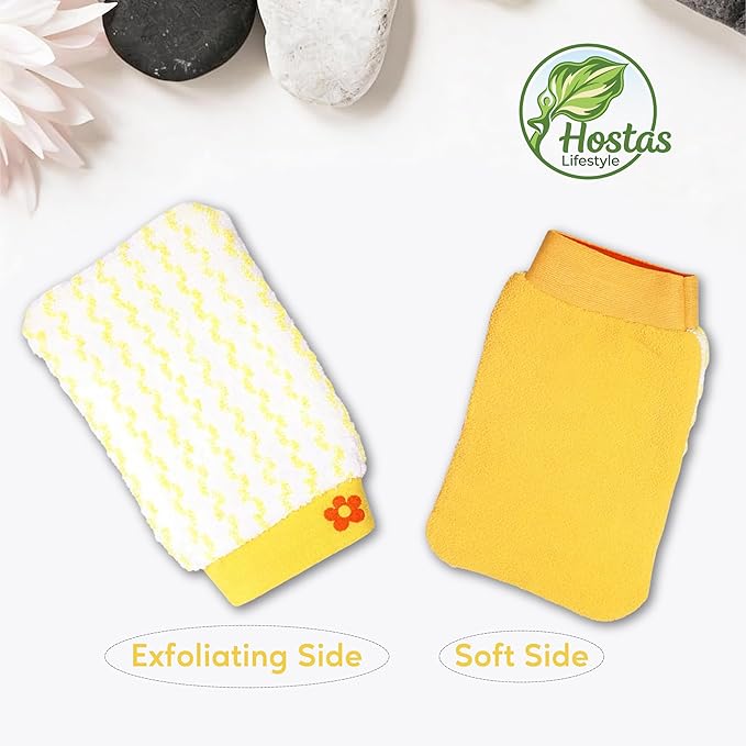 Not So Kitty Exfoliating Glove for Body Scrub - Dead Skin Remover Mitt for Shower & Bath - Deep Exfoliating Washcloth for Face & Body - Self Tanner Remover(1 Pack) (Yellow)