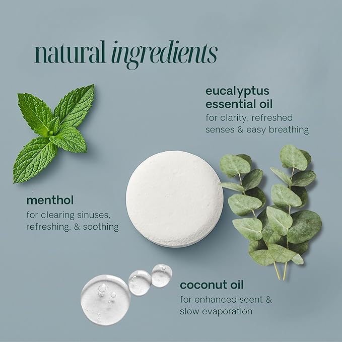 Shower Steamers Aromatherapy 10 Pack - Made in USA with Natural Essential Oils – Mother’s Day Gifts, Birthday Gifts for Women and Men, Stress Relief & Relaxation Self Care – Eucalyptus