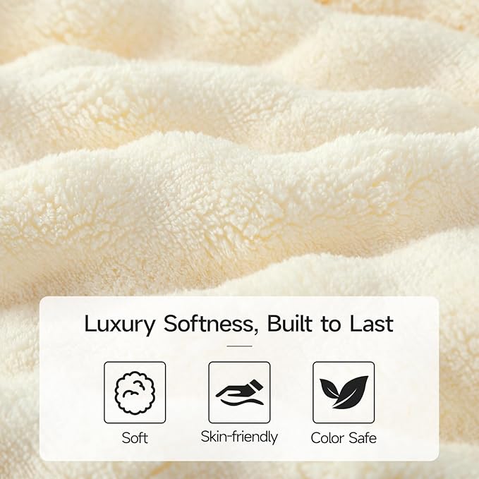 REDKISS 8-Piece Soft Bath Towel Sets, Extra Large 2 Bath Sheet (35×70 in), 2 Hand Towel, 4 Washcloth, Microfiber Quick Dry & Absorbent, Cream Towels for Bathroom