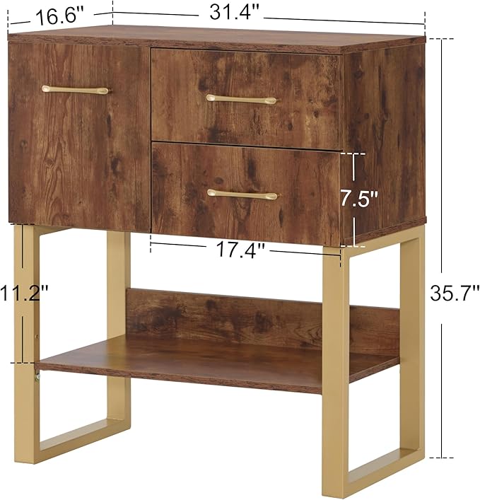 BarberPub Styling Barber Station, Wall Mount Storage Cabinet, Salon Equipment for Hair Stylist, Spa Beauty Makeup Organizer, 31.4"(L) x 16.54"(W) x 35.71"(H) 3185 (Rustic Brown)